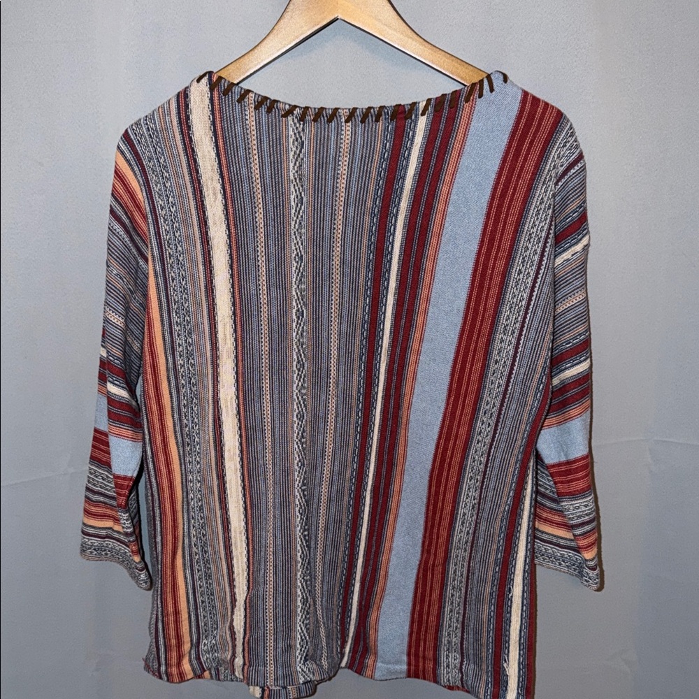 Chaps Bohemian Western Knit 3/4 Sleeve Cotton Blend Vintage Womens Tee Size XL - Picture 5 of 8